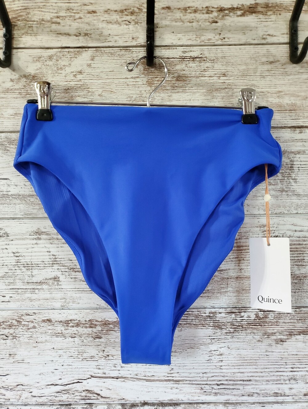 NWT Quince Electric Blue Italian Sustainable High-Rise High-Leg Bikini Bottom